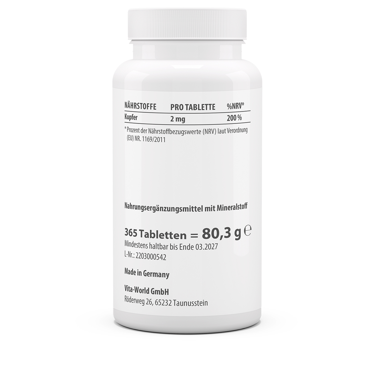 Kupfer 2 mg (365 Tbl)