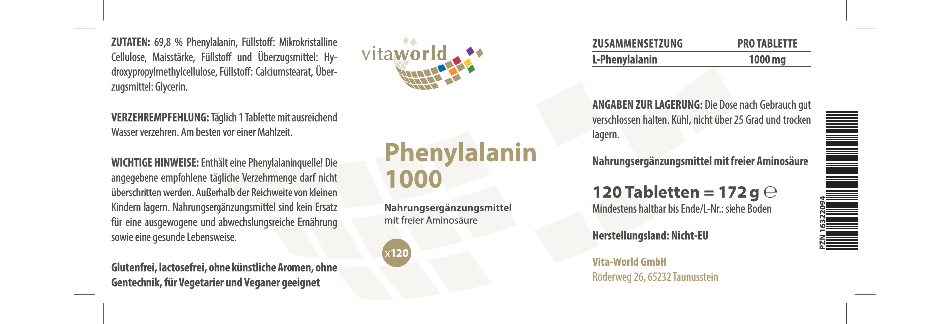 Phenylalanin 1000 mg 3er Pack (360 Tab)