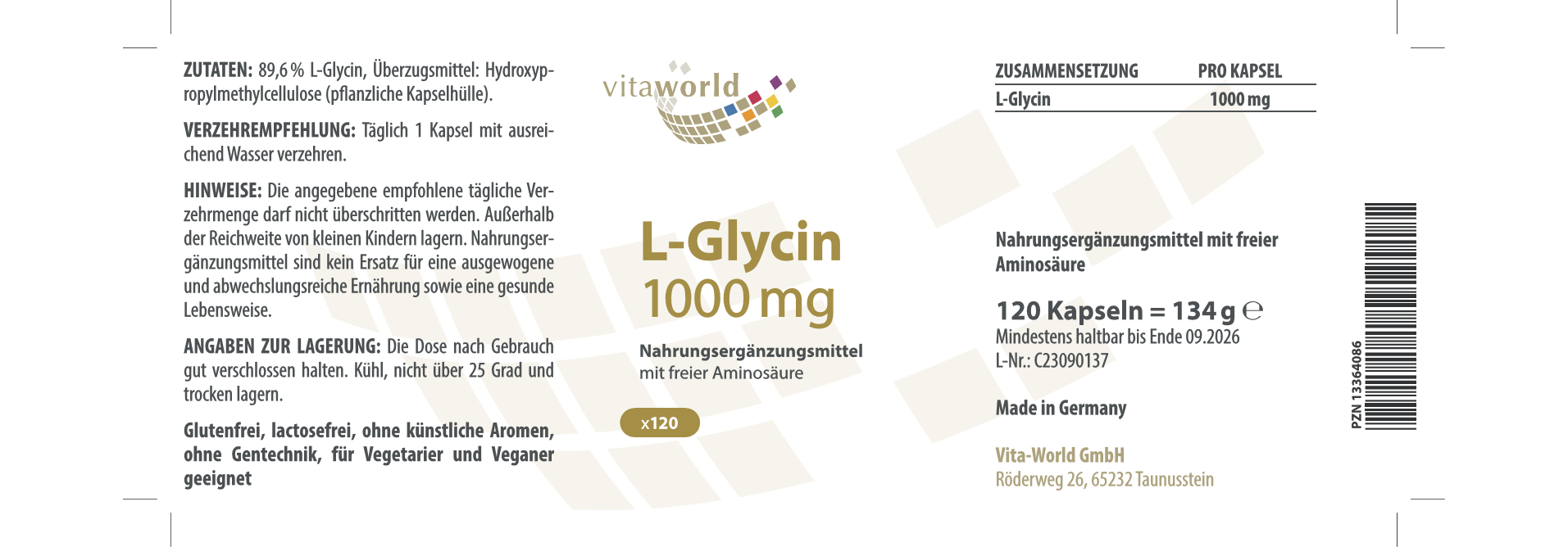 L-Glycin 1000 mg (120 Kps)
