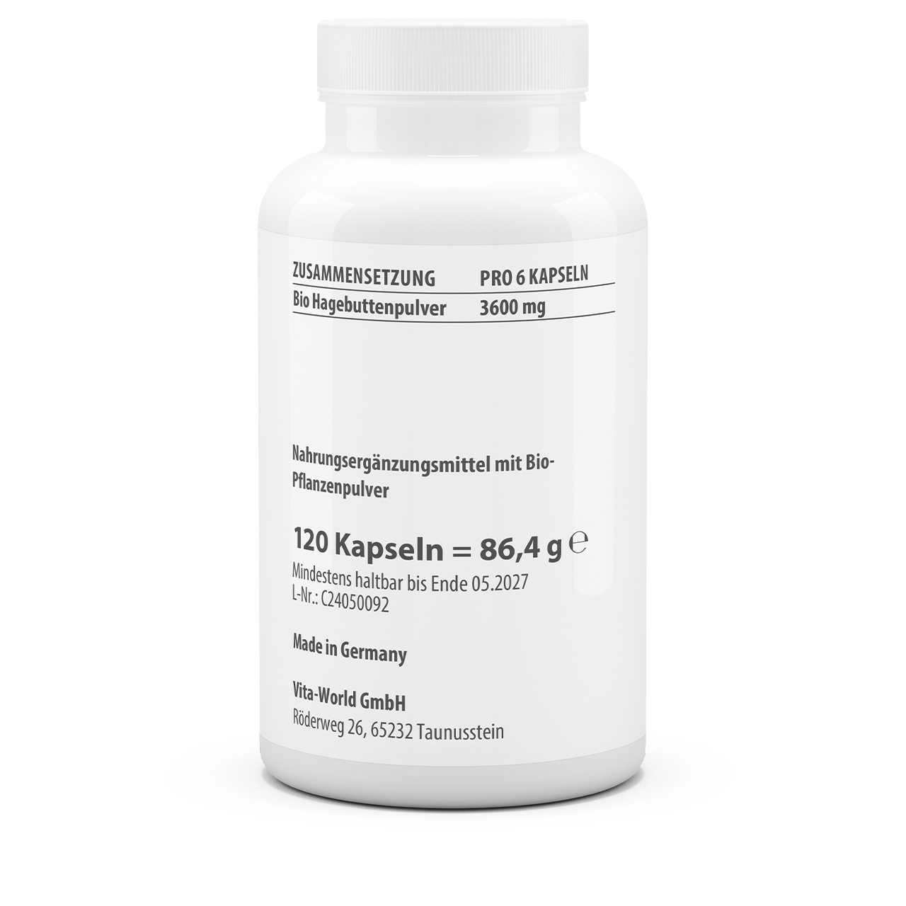 Hagebutte 600 mg Bio (120 Kps)