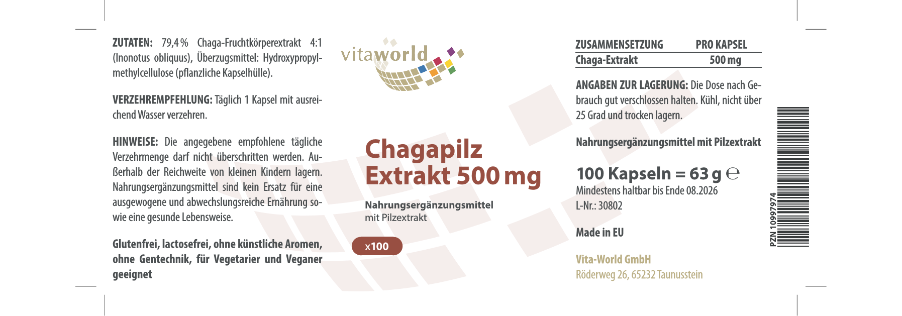Chagapilz Extrakt 500 mg (100 Kps)