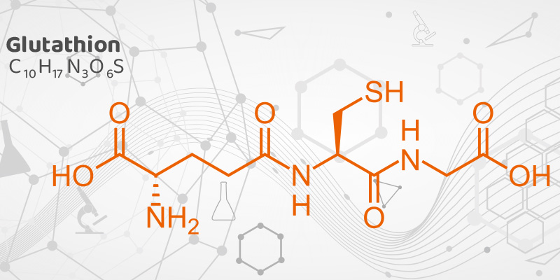 Glutathion-Molekülstruktur mit chemischer Formel auf hellem Hintergrund – sachliche Infografik