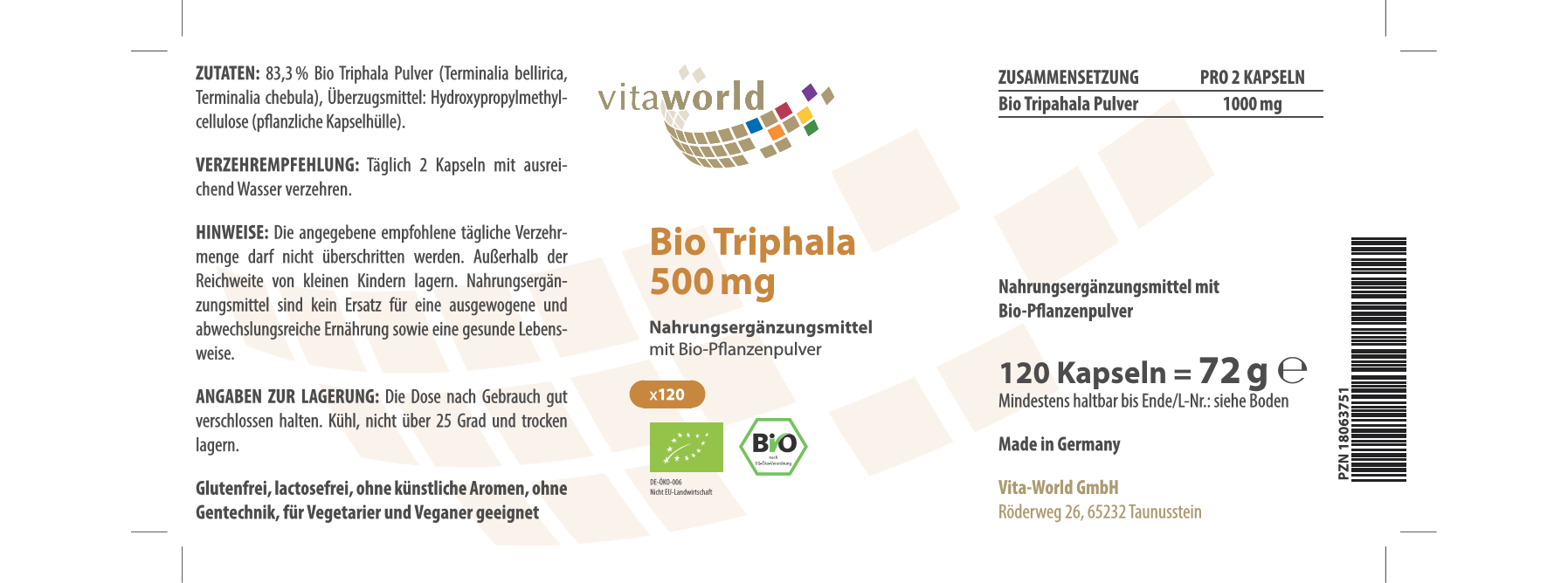 Bio Triphala 500 mg (120 Kps)
