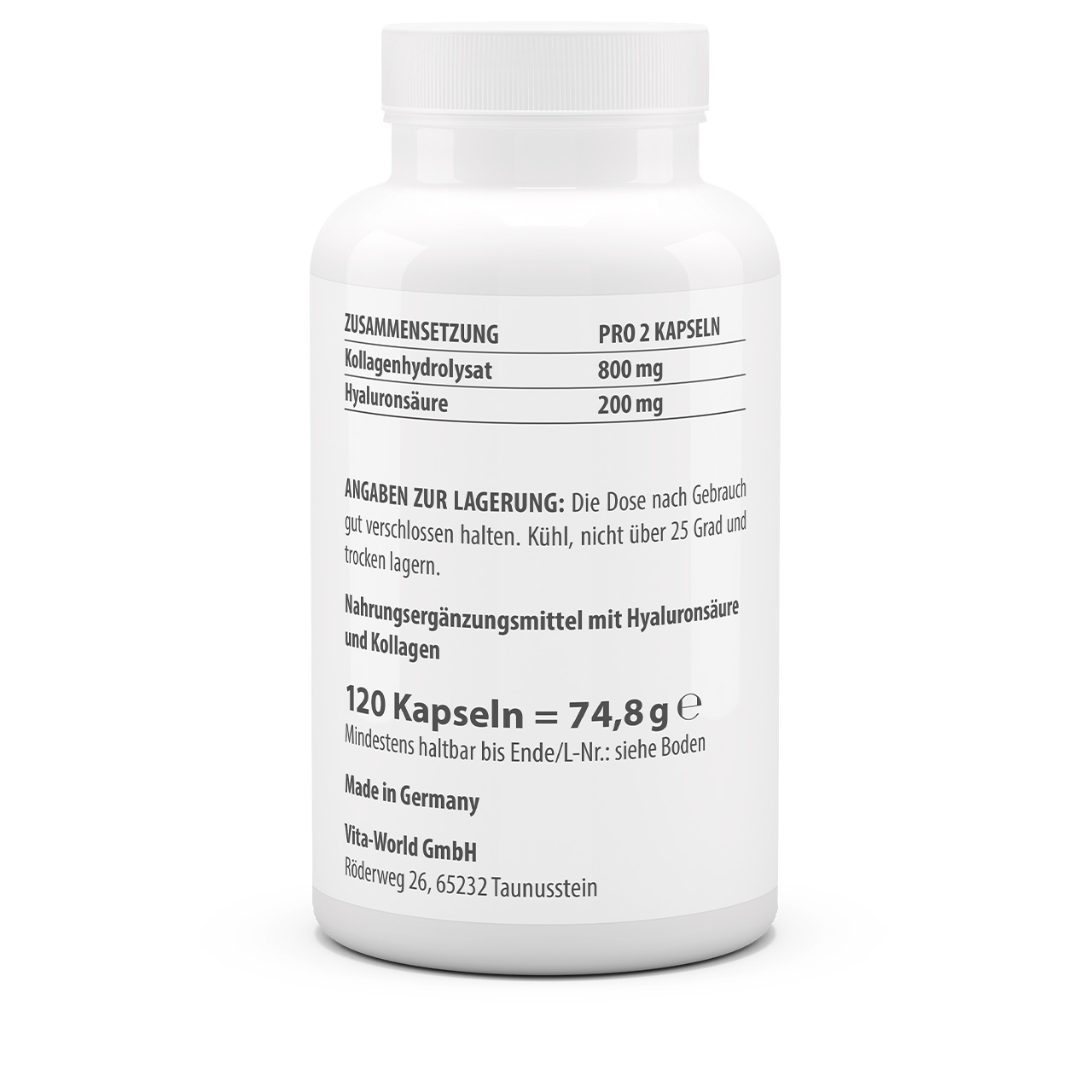 Hyaluronsäure 100 + Kollagen 400 (120 Kps)