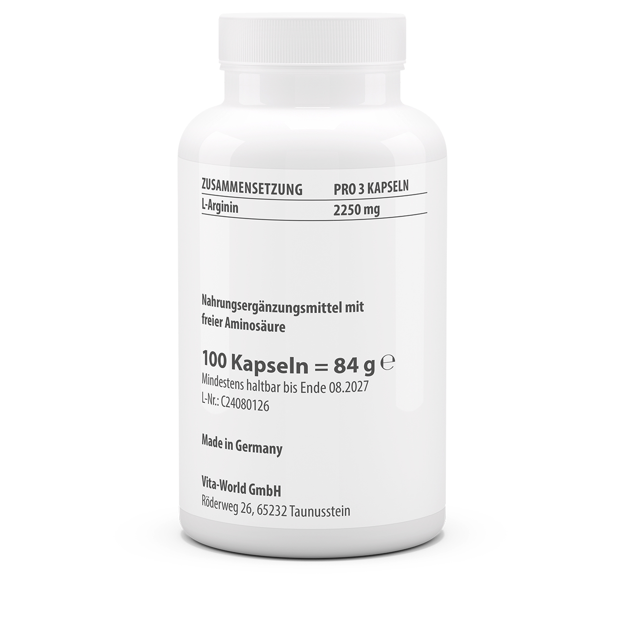 L-arginine 750 mg (100 caps)