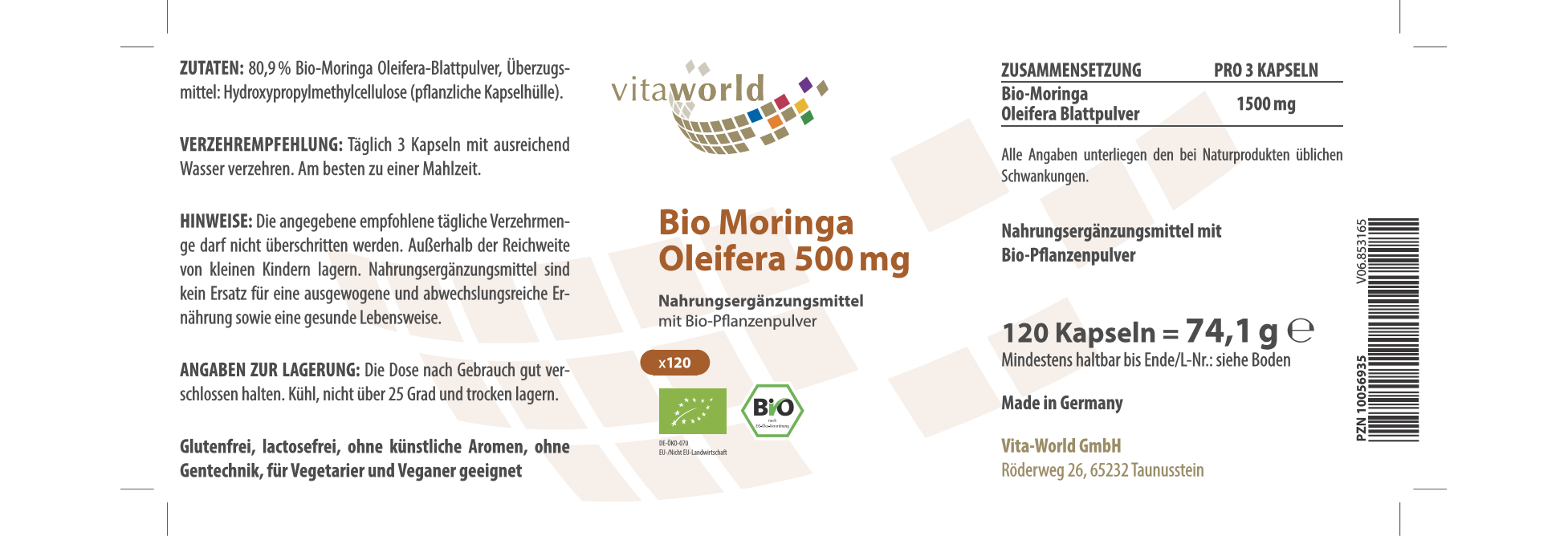 Moringa Oleifera 500 mg Bio (120 Kps)