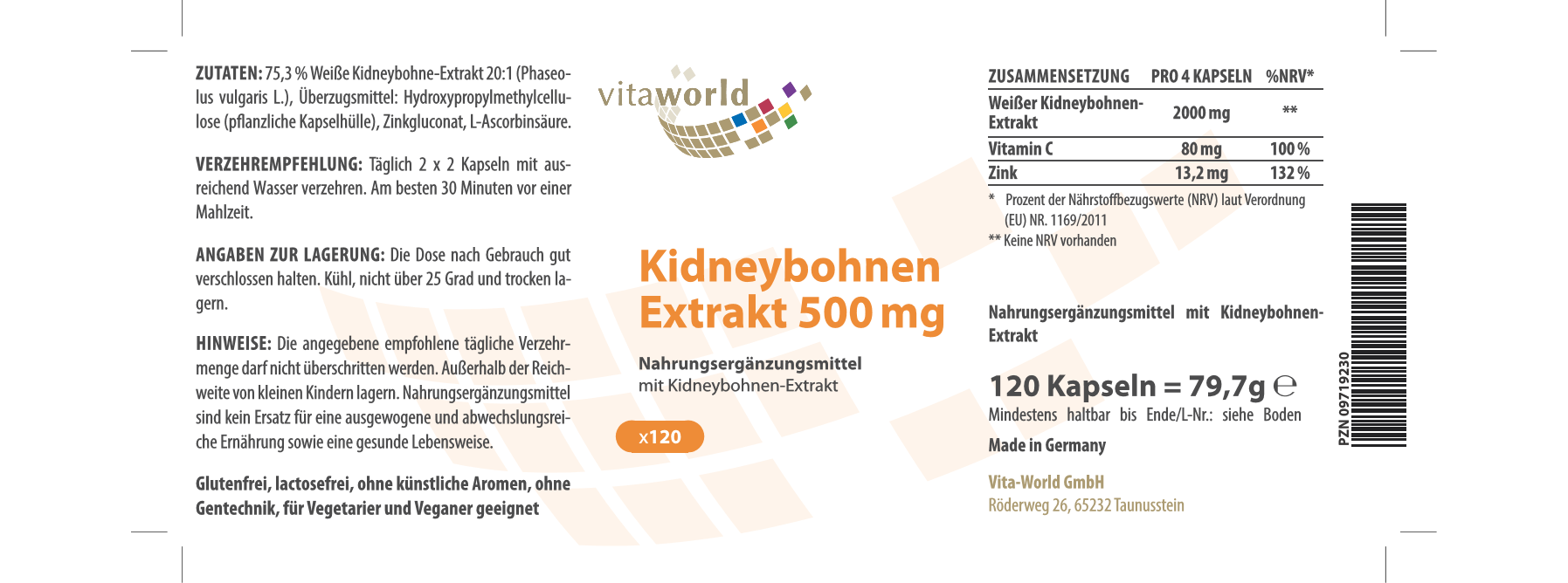 Kidney Bohnen Extrakt 500 mg (120 Kps)