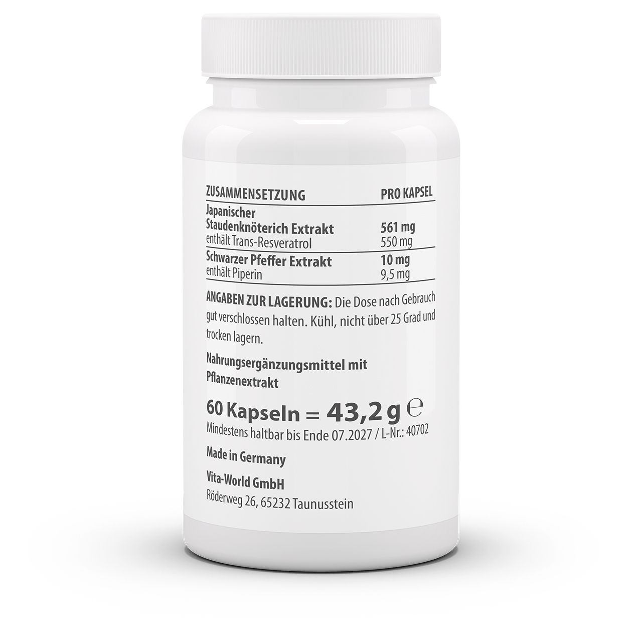 Trans-Resveratrol 550 mg (60 Kps) Trans-Resveratrol 550 mg (60 Kps)