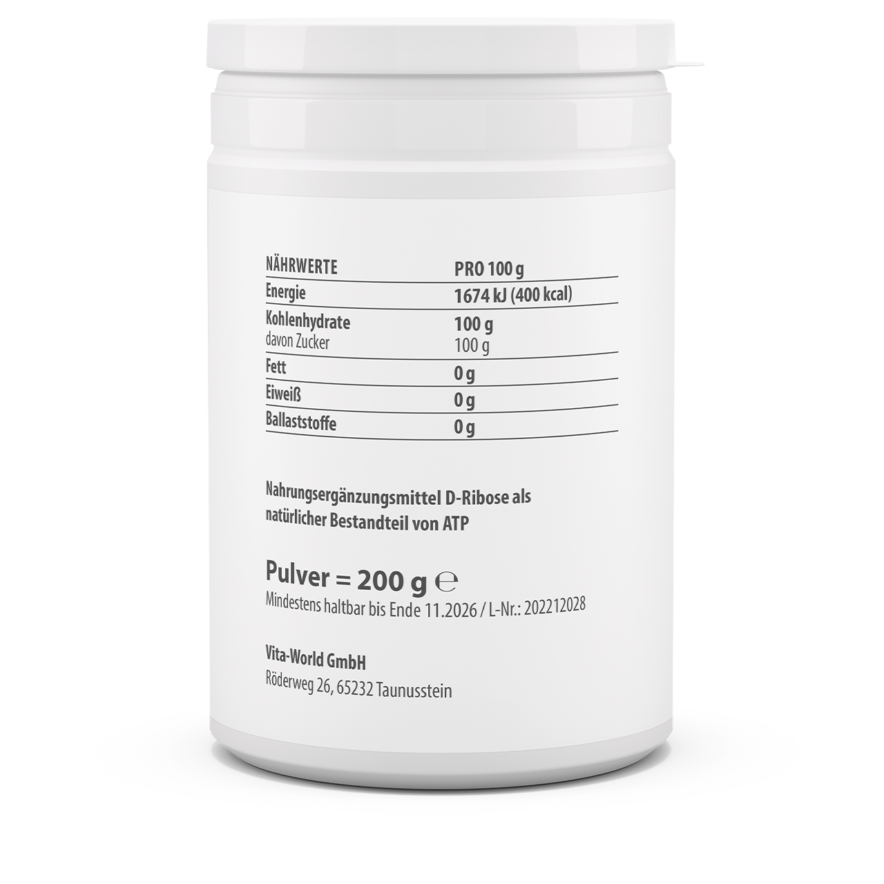 D-Ribose Pulver (200 g)