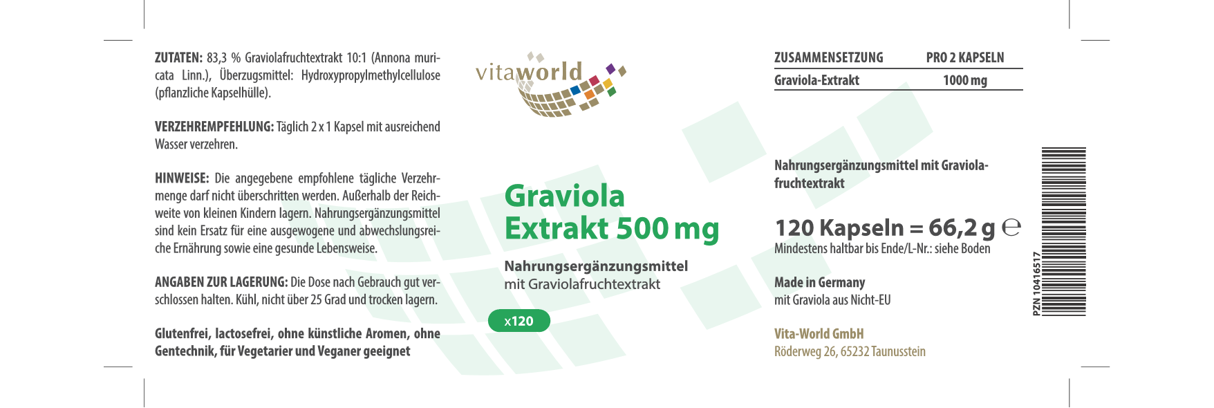 Graviola Extrakt 500 mg 3er Pack (360 Kps)