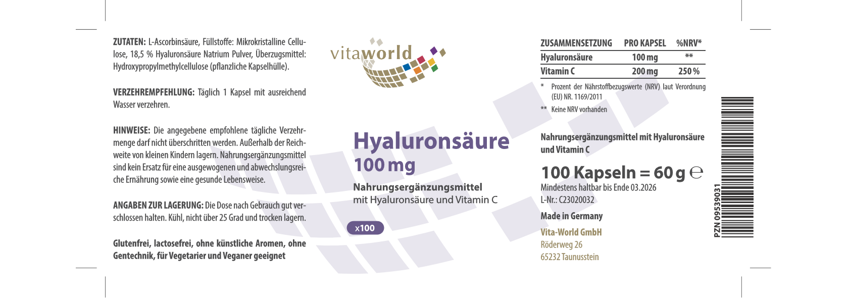 Hyaluronsäure 100 mg (100 Kps)