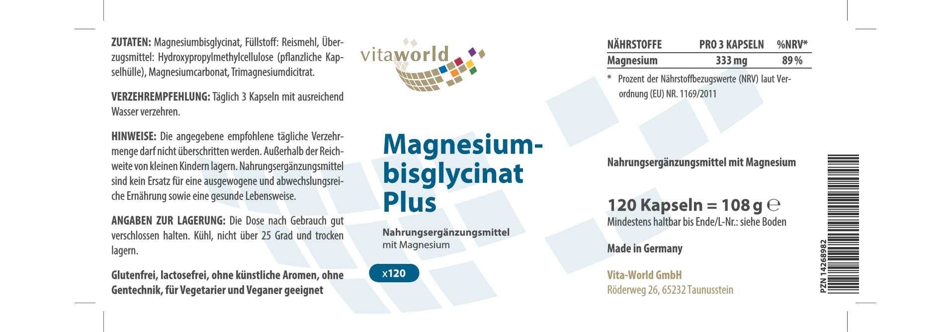Magnesiumbisglycinat Plus 3er Pack (360 Kps)