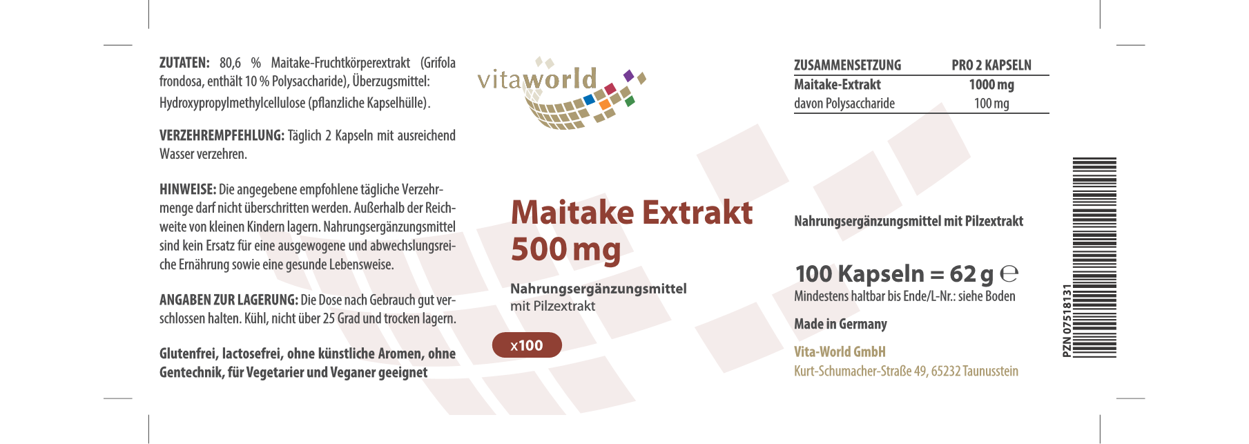 Maitake Extrakt 500 mg 3er Pack (300 Kps)
