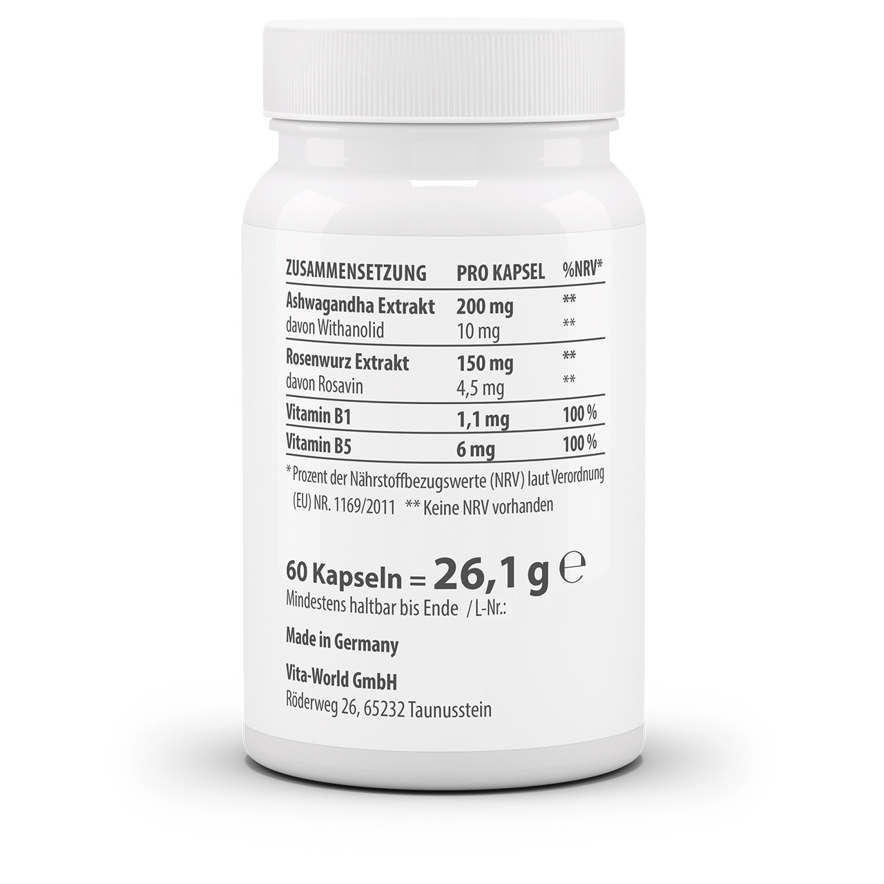 Ashwagandha Rosenwurz Komplex (60 Kps)