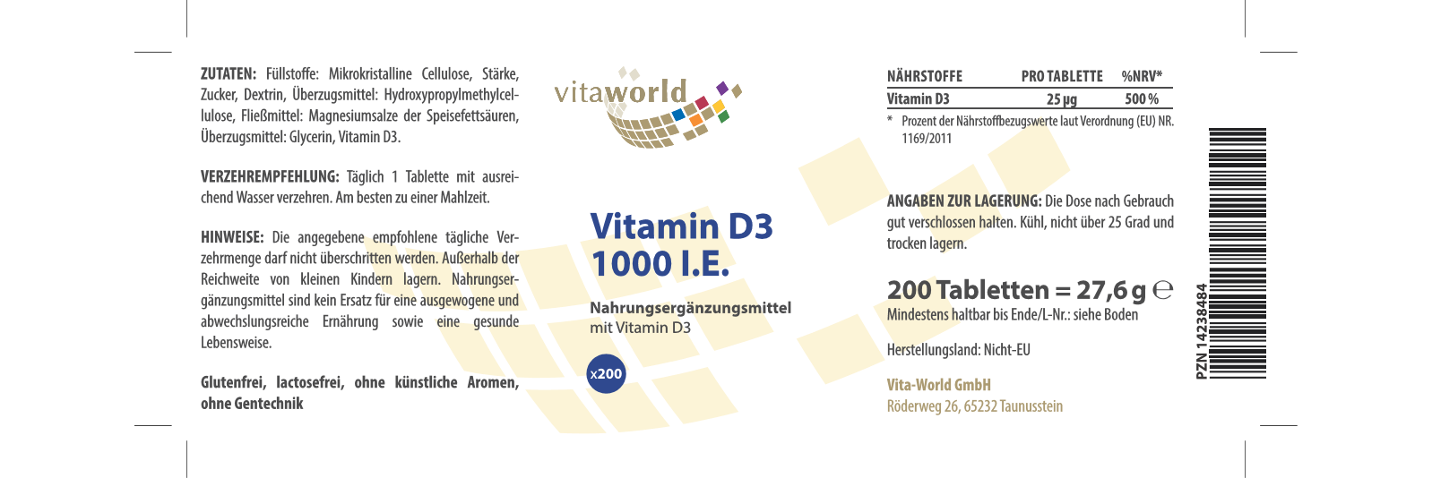 Vitamin D3 1000 I.E. (200 Tbl)