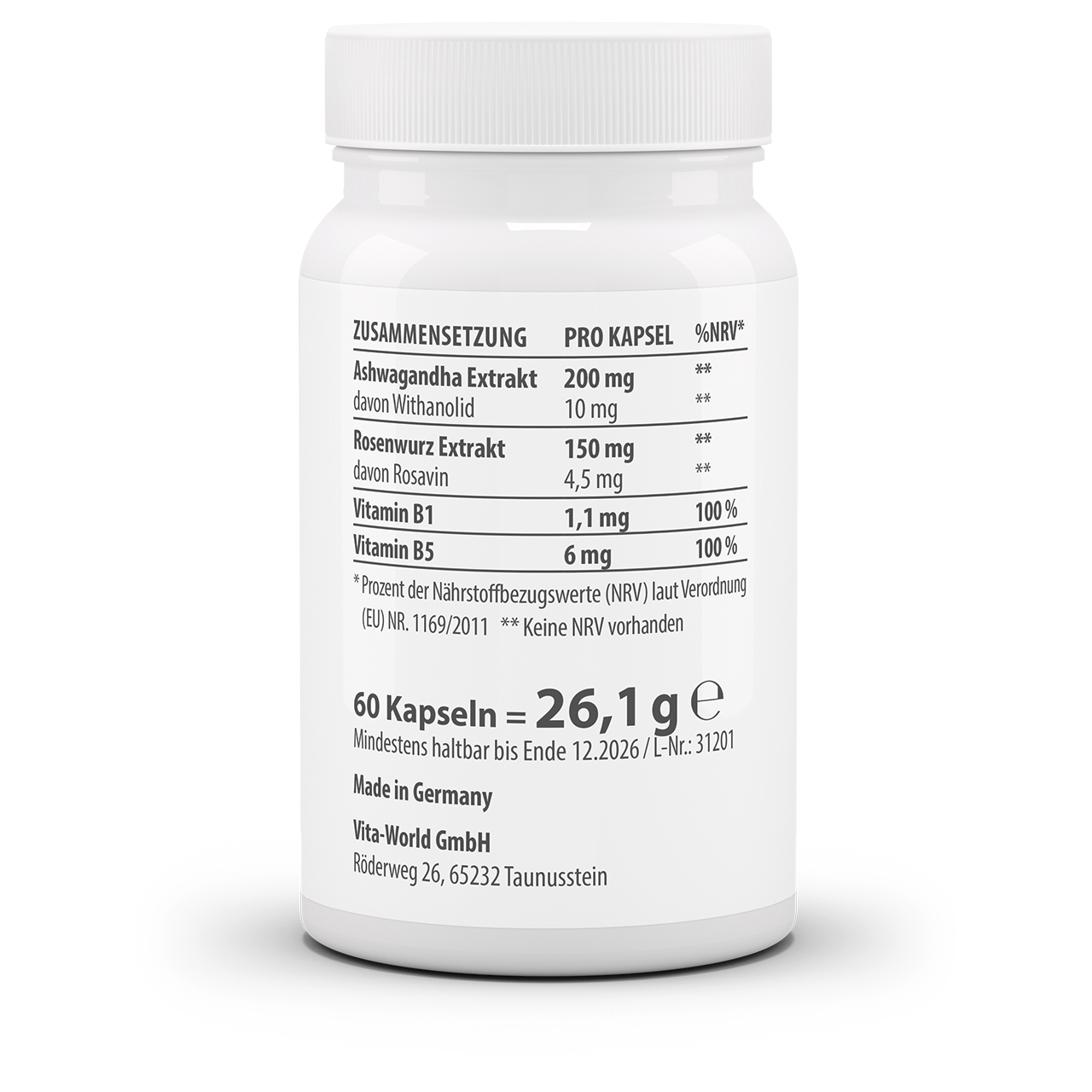 Ashwagandha Rosenwurz Komplex (60 Kps) Ashwagandha Rosenwurz Komplex (60 Kps)