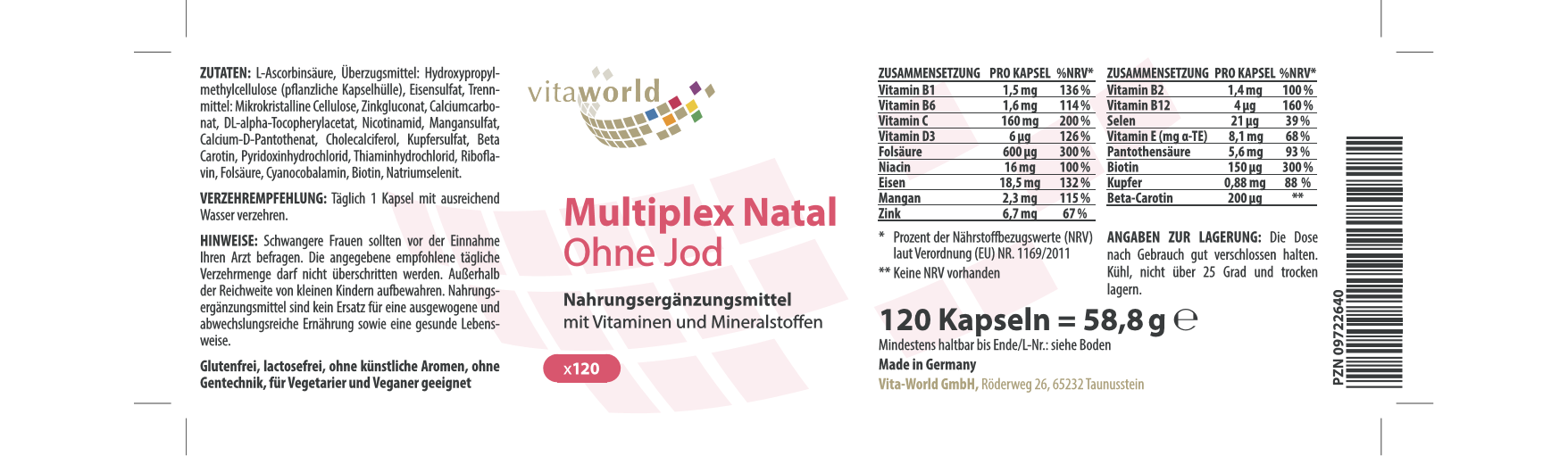 Multiplex Natal ohne Jod (120 Kps)