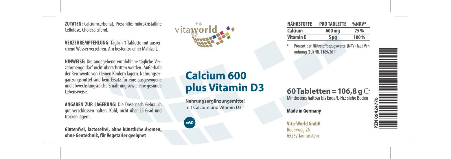 Calcium 600 plus Vitamin D3 (60 Tbl) Calcium 600 plus Vitamin D3 (60 Tbl)