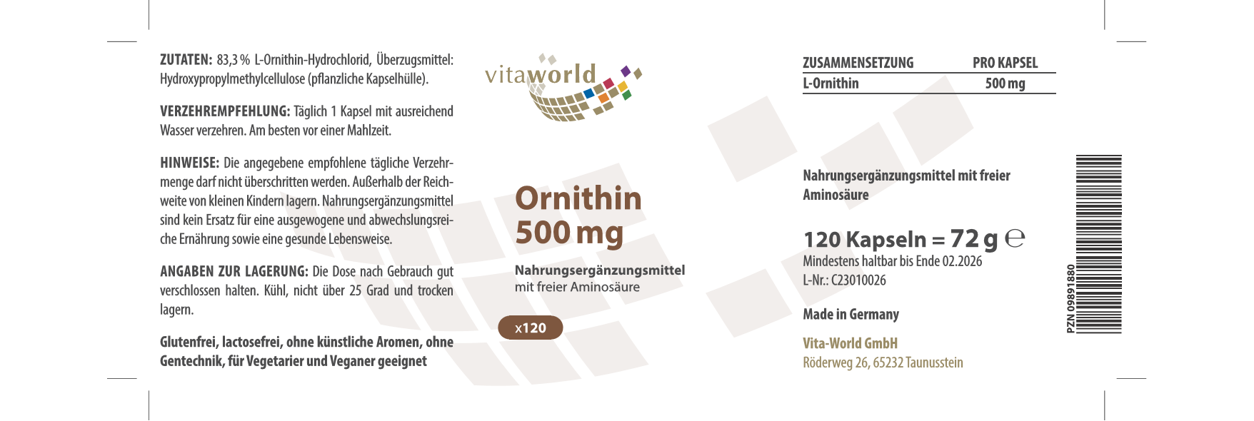 Ornithin 500 mg (120 Kps)