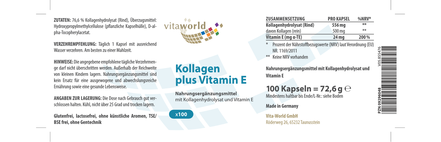 Kollagen 500 mg plus Vitamin E 3er Pack (300 Kps)