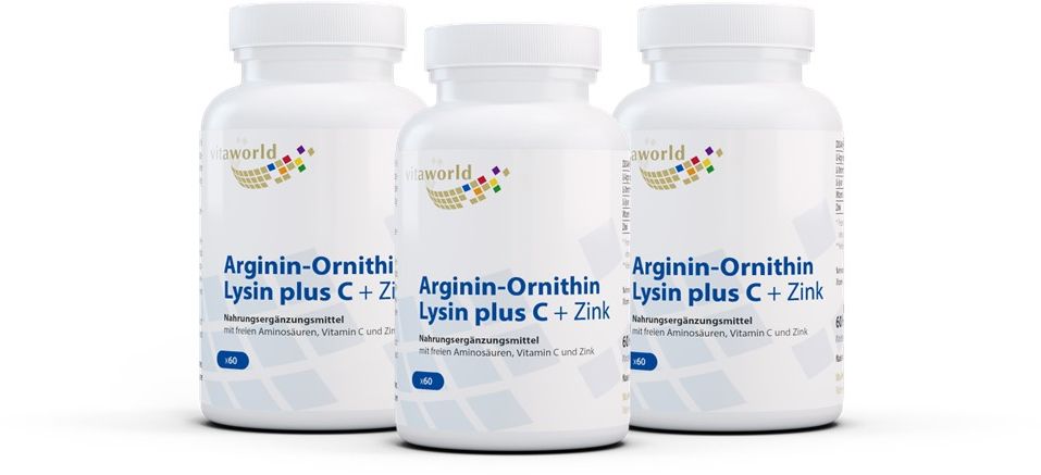 Arginine-Ornithine-Lysine + C + Zinc 3 pack (180 caps)