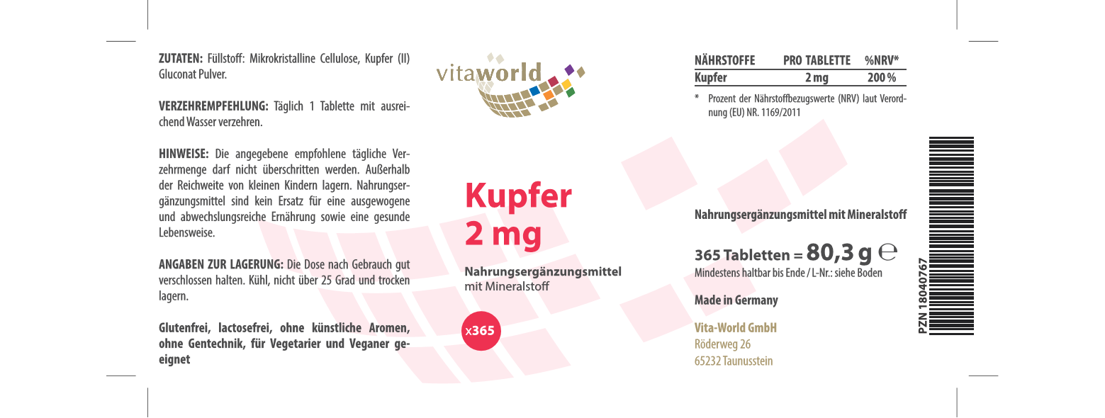 Kupfer 2 mg (365 Tbl)