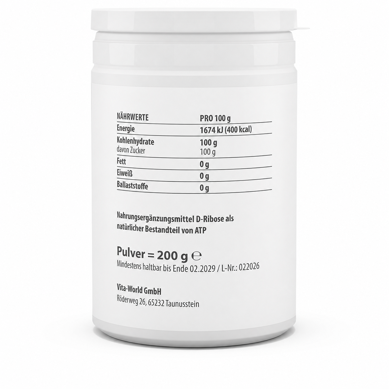 D-Ribose Pulver (200 g)
