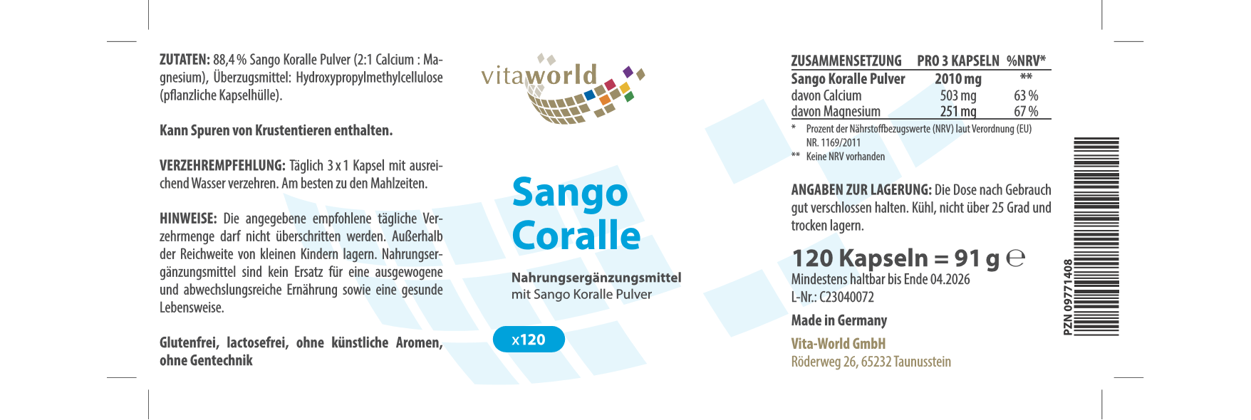 Sango-Coralle 500 mg (120 Kps)