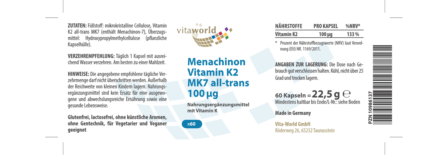 Menachinon Vitamin K2 MK7  (60 Kps)