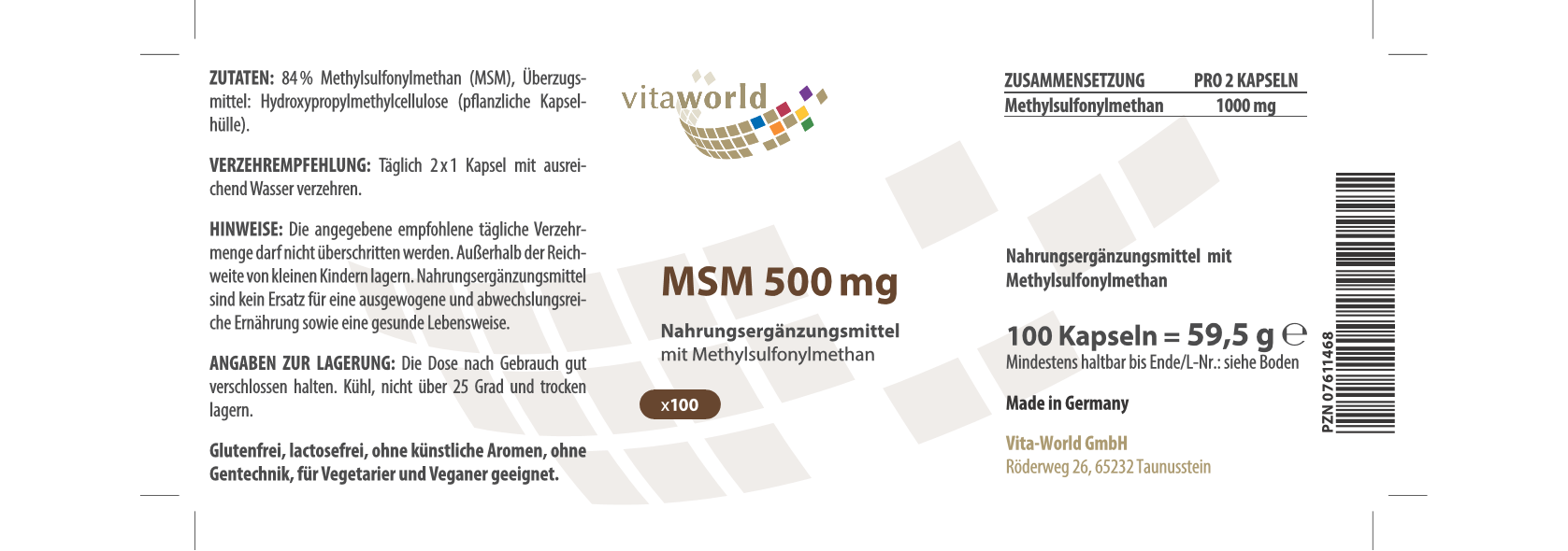 MSM 500 mg (100 Kps)