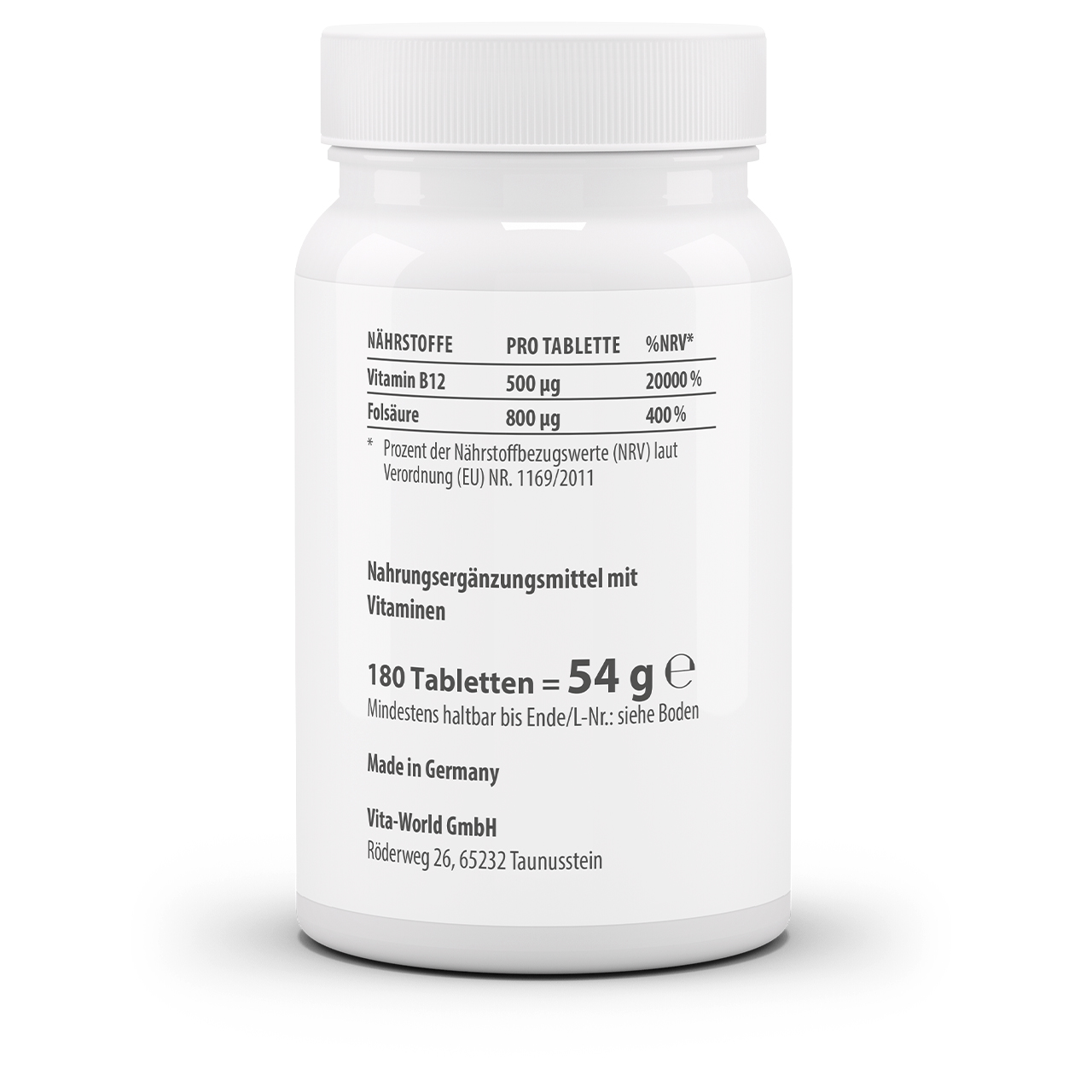 Vitamin B12 500 µg + folic acid 800 µg (180 tablets)